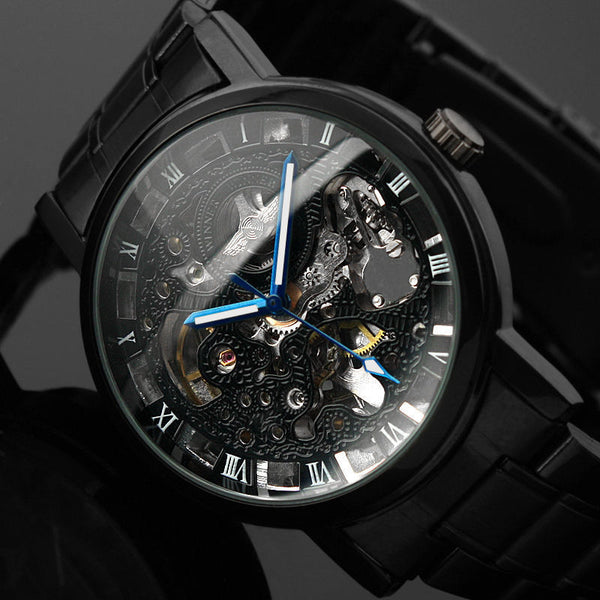 Black Men's Skeleton WristWatch - agowatches